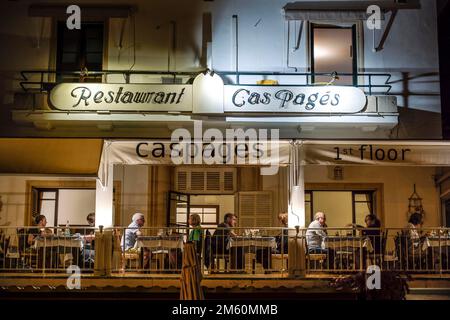 Restaurant, promenade de la plage, Port de Soller, Majorque, Espagne Banque D'Images