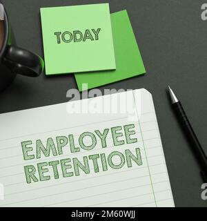Écriture affichant le texte rétention des employés. Mot pour la méthode de recrutement interne employée par les organisations Banque D'Images