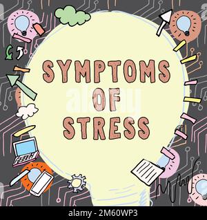 Présenter les symptômes conceptuels du stress. Aperçu de l'entreprise servant de symptôme ou de signe, en particulier, de quelque chose de indésirable Banque D'Images