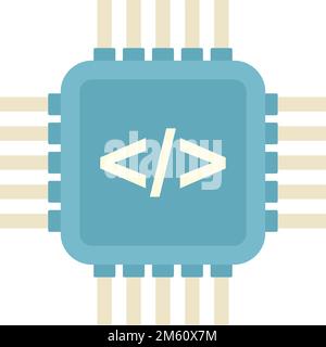 Vecteur plat de l'icône du processeur de programmation. Logiciel Arduino. Robot éducatif isolé Illustration de Vecteur