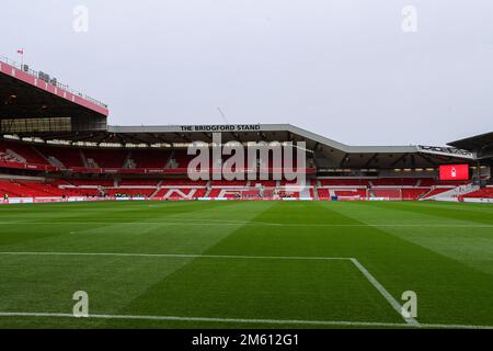 The City Ground, Nottingham, Royaume-Uni. 1st janvier 2023. Premier League football, Nottingham Forest versus Chelsea ; vue générale à l'intérieur de la ville - The Bridgford Stand Credit: Action plus Sports/Alay Live News Banque D'Images