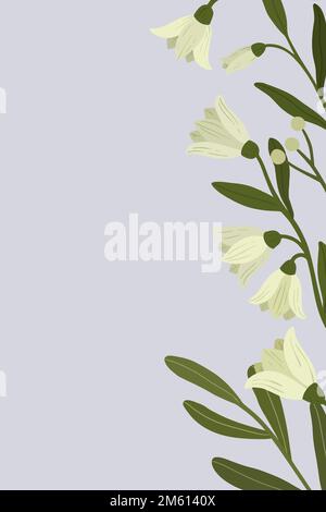 Espace de copie botanique blanc sur un vecteur de fond violet Illustration de Vecteur