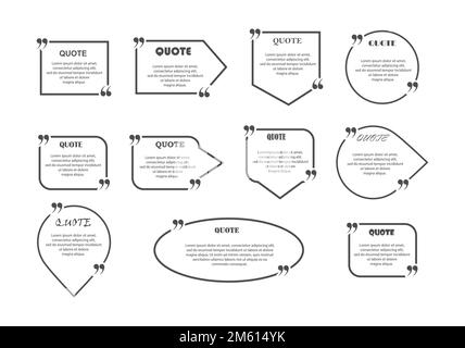 Ensemble de champs de texte de forme et de configuration différentes, trait de coupe pour devis, texte, expression ou message, conception plate Illustration de Vecteur