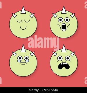 Funky horned monstre emoji sticker vecteur Illustration de Vecteur