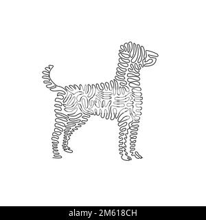 Courbe continue un dessin d'une ligne de l'art abstrait de chien mignon dans un cercle. Illustration d'un vecteur de contour modifiable sur une seule ligne d'un chien adorable Illustration de Vecteur