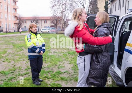 Italie, Abbiategrasso, réfugiés ukrainiens dans le centre d'accueil de l'ancien couvent de l'Annunciata Banque D'Images