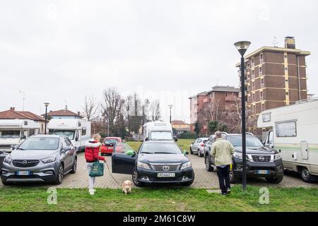 Italie, Abbiategrasso, réfugiés ukrainiens dans le centre d'accueil de l'ancien couvent de l'Annunciata Banque D'Images