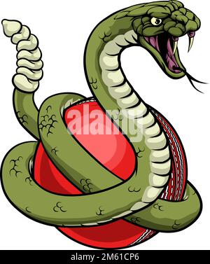 Rattlesnake Cricket ball Animal Sports Team Mascot Illustration de Vecteur