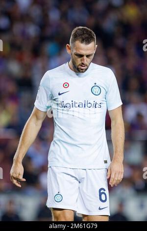 BARCELONE - octobre 13 : Stefan de Vrij en action pendant le match de la Ligue des Champions entre le FC Barcelone et le FC Internazionale au camp Spotify Nou Stad Banque D'Images