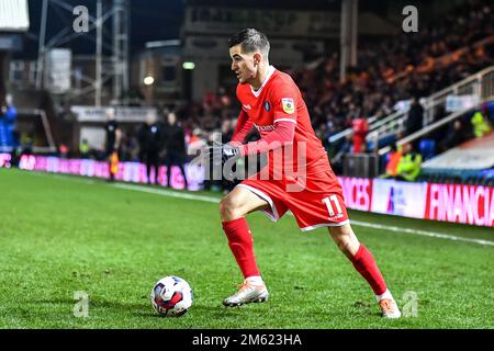 Peterborough, Royaume-Uni. 1st janvier 2023. Ais Mehmeti (11 Wycombe Wanderers) avance lors du match de la Sky Bet League 1 entre Peterborough et Wycombe Wanderers, sur London Road, Peterborough, le dimanche 1st janvier 2023. (Crédit : Kevin Hodgson | ACTUALITÉS MI) crédit : ACTUALITÉS MI et sport /Actualités Alay Live Banque D'Images