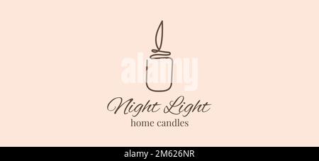 Bannière tendance avec motif représentant une ligne et logo de bougie. Illustration d'esquisse vectorielle. Conception de modèle. Arrière-plan romantique. Illustration vectorielle Illustration de Vecteur