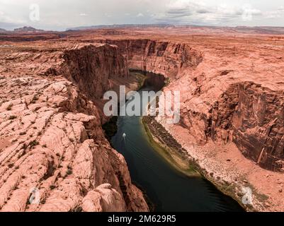 Vue aérienne du Grand Canyon en amont du fleuve Colorado Banque D'Images