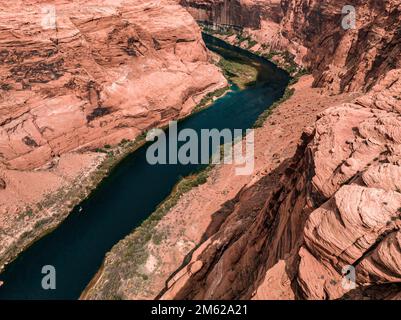 Vue aérienne du Grand Canyon en amont du fleuve Colorado Banque D'Images