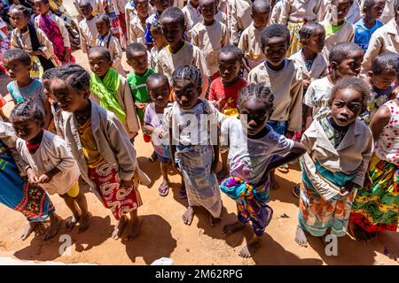 Epole école primaire publique d'Ampahantany, Madagascar, Afrique Banque D'Images