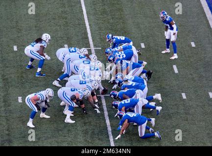 East Rutherford, New Jersey, États-Unis. 1st janvier 2023. Vue générale lors d'un match NFL entre les Indianapolis Colts et les New York Giants sur une tentative de but sur le terrain à East Rutherford, New Jersey. Duncan Williams/CSM/Alamy Live News Banque D'Images