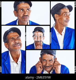 Mon visage est comme un livre ouvert. Photo composite des nombreuses expressions des personnes. Banque D'Images