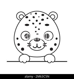 Page de coloriage petite tête de guépard mignonne. Livre de coloriage pour enfants. Activité éducative pour les enfants d'âge préscolaire et les tout-petits avec un animal mignon. Vecteur St Illustration de Vecteur