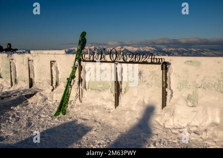 Slovaquie, Jasna - 3 février 2022: Vue depuis le sommet des montagnes de chopok Banque D'Images