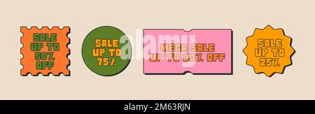 Mise en place des autocollants de promotion tendance. Cool New Arrival, cool, Collection – motif badges. Illustration de Vecteur