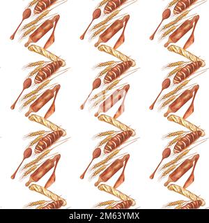 Aquarelle des produits de boulangerie. Dessin raster fait main. Peut être utilisé sur les serviettes, les cartes postales, la publicité de boulangerie. Banque D'Images