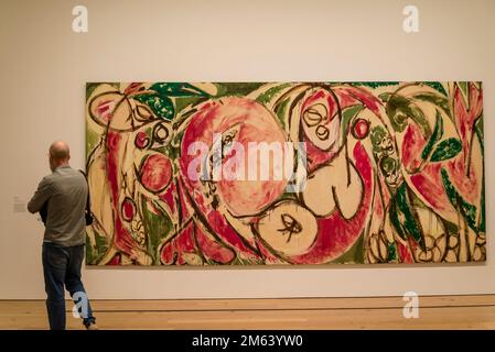 Lee Krasner painting the Seasons, 1957, Whitney Museum of American Art, mettant l'accent sur l'art américain des 20th et 21st siècles, New York City, États-Unis Banque D'Images