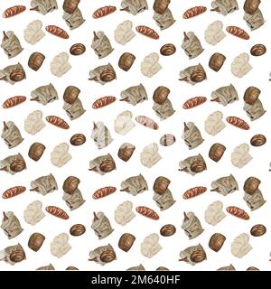 Aquarelle des produits de boulangerie. Dessin raster fait main. Peut être utilisé sur les serviettes, les cartes postales, la publicité de boulangerie. Banque D'Images