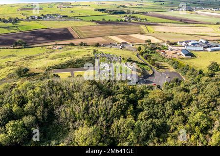 Vue aérienne de St. Aidans à Magilligan en Irlande du Nord, Royaume-Uni. Banque D'Images