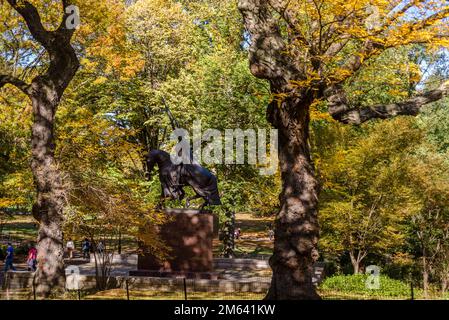 Le monument du roi Jagiełło, une sculpture équestre de Władysław II Jagiełłło, roi de Pologne à Central Park, New York City, États-Unis Banque D'Images