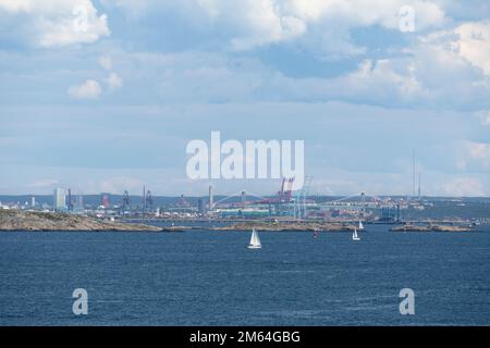 Vue sur Göteborg depuis l'archipel du Nord Banque D'Images