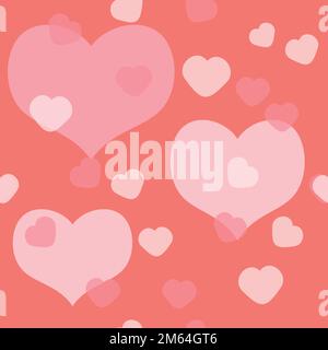 Coeurs roses, petits et grands coeurs, motif vectoriel sans couture Illustration de Vecteur