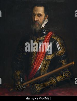 Fernando Alvarez de Toledo y Pimentel (1507-1582). Armée espagnole. 3rd Duc d'Alba. Gouverneur de Milan, Viceroy de Naples, Gouverneur des pays-Bas et 1st Viceroy du Portugal et de l'Algarve. Portrait du capitaine général don Fernando Alvarez de Toledo y Pimentel, Grand-duc d'Alba. Huile sur toile par Mariano Oliver Aznar (1863-1927), 1915. Musée de l'armée. Tolède, Espagne. Auteur: Mariano Oliver Aznar (1863-1927). Peintre espagnol. Banque D'Images