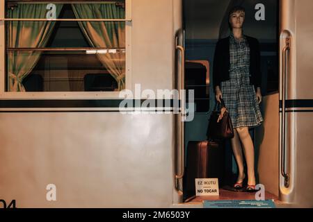 Musée du chemin de fer basque avec des véhicules tels que des locomotives à vapeur, diesel et électriques, des automobiles et divers types de wagons. Chemin de fer d'Urola Banque D'Images