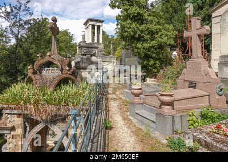 France, Paris, le cimetière du Père Lachaise est le plus grand cimetière de Paris et la nécropole la plus visitée au monde. C'est aussi le site de trois millepertuis Banque D'Images