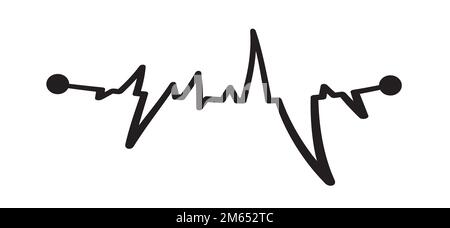 Impulsion de ligne de battement de coeur de dessin animé, onde. Cardiogramme cardiaque. Dessin d'un motif de ligne rythmique. ecg de battements cardiaques ; concept Ekg. Logo de l'échocardiogramme. humain, fréquence cardiaque Banque D'Images