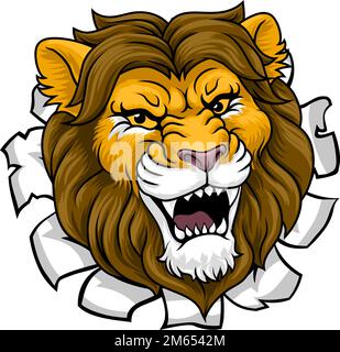 Mascotte de dessin animé de l'équipe de sports d'animaux de Lion Illustration de Vecteur