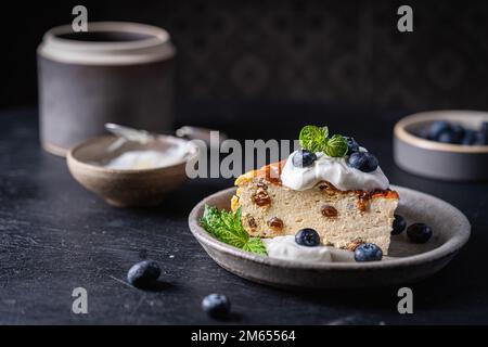 Cassolette de fromage cottage Banque D'Images