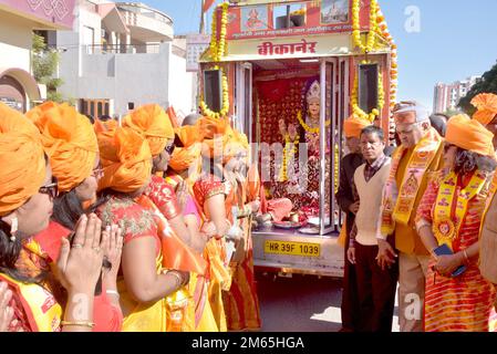 Bikaner, Rajasthan, Inde. 1st janvier 2023. La communauté d'Agarwal participe à l'Aadya Mahalakshmi Jan-Ashirwad Yatra. (Credit image: © Dinesh Gupta/Pacific Press via ZUMA Press Wire) Banque D'Images