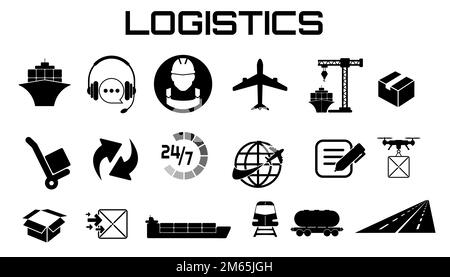 icônes logistiques sur fond blanc Illustration de Vecteur