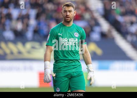 Wigan, Royaume-Uni. 02nd janvier 2023. Jamie Jones #1 de Wigan Athletic lors du match de championnat Sky Bet Wigan Athletic vs Hull City au DW Stadium, Wigan, Royaume-Uni, 2nd janvier 2023 (photo de Bryan Phil/News Images) à Wigan, Royaume-Uni le 1/2/2023. (Photo de Phil Bryan/News Images/Sipa USA) Credit: SIPA USA/Alay Live News Banque D'Images