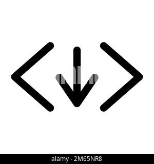 Ligne d'icône de téléchargement de code isolée sur fond blanc. Icône fine et plate noire sur un style moderne. Symbole linéaire et contour modifiable. Simple et pixe Illustration de Vecteur
