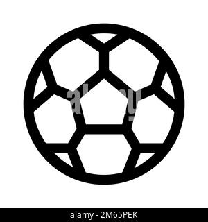 Ligne d'icône de ballon de football isolée sur fond blanc. Icône fine et plate noire sur un style moderne. Symbole linéaire et contour modifiable. Simple et pixe Illustration de Vecteur