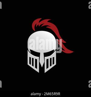 Symbole guerrier spartiate, emblème. Logo du casque Spartan, logo du casque gladiateur grec Spartan Illustration de Vecteur
