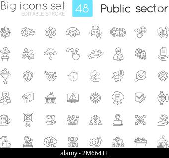 Icônes linéaires du secteur public définies Illustration de Vecteur