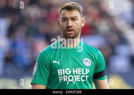 Wigan, Royaume-Uni. 02nd janvier 2023. Jamie Jones #1 de Wigan Athletic lors du match de championnat Sky Bet Wigan Athletic vs Hull City au DW Stadium, Wigan, Royaume-Uni, 2nd janvier 2023 (photo de Bryan Phil/News Images) à Wigan, Royaume-Uni le 1/2/2023. (Photo de Phil Bryan/News Images/Sipa USA) Credit: SIPA USA/Alay Live News Banque D'Images