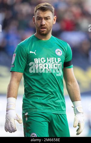 Wigan, Royaume-Uni. 02nd janvier 2023. Jamie Jones #1 de Wigan Athletic lors du match de championnat Sky Bet Wigan Athletic vs Hull City au DW Stadium, Wigan, Royaume-Uni, 2nd janvier 2023 (photo de Bryan Phil/News Images) à Wigan, Royaume-Uni le 1/2/2023. (Photo de Phil Bryan/News Images/Sipa USA) Credit: SIPA USA/Alay Live News Banque D'Images
