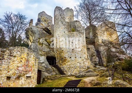 Ruines du château de montagne Frydstejn en République tchèque Banque D'Images