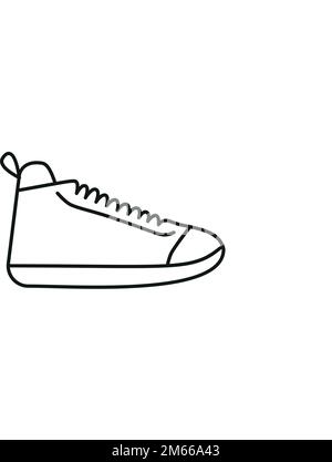 Illustration vectorielle de contour noir et blanc des chaussures. baskets, unisexe, outline. ligne vectorielle. spe 10 Illustration de Vecteur