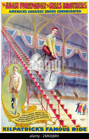 Vintage Circus Poster - l'Adam Forepaugh et vend les plus grands spectacles de Brothers America consolidé - la célèbre promenade de Kilpatrick Banque D'Images