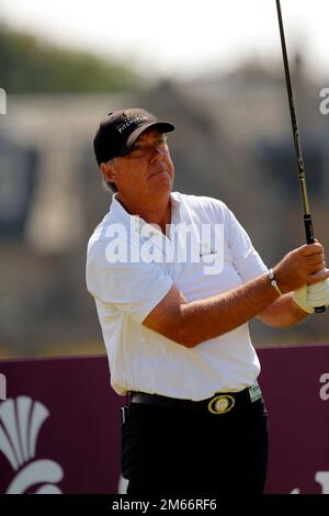 27 juillet 2018, l'Old Course à St Andrews, St Andrews, Écosse), à l'Omnium senior des championnats de golf 2018, 2ème tour ; Barry Lane (FRA) joue son coup de départ sur le deuxième trou Banque D'Images