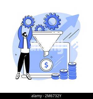 Illustration du vecteur de concept abstrait de l'optimisation du taux de conversion. Système de marketing numérique, marketing d'attraction de plomb, augmentation des invités de site Web, con Illustration de Vecteur